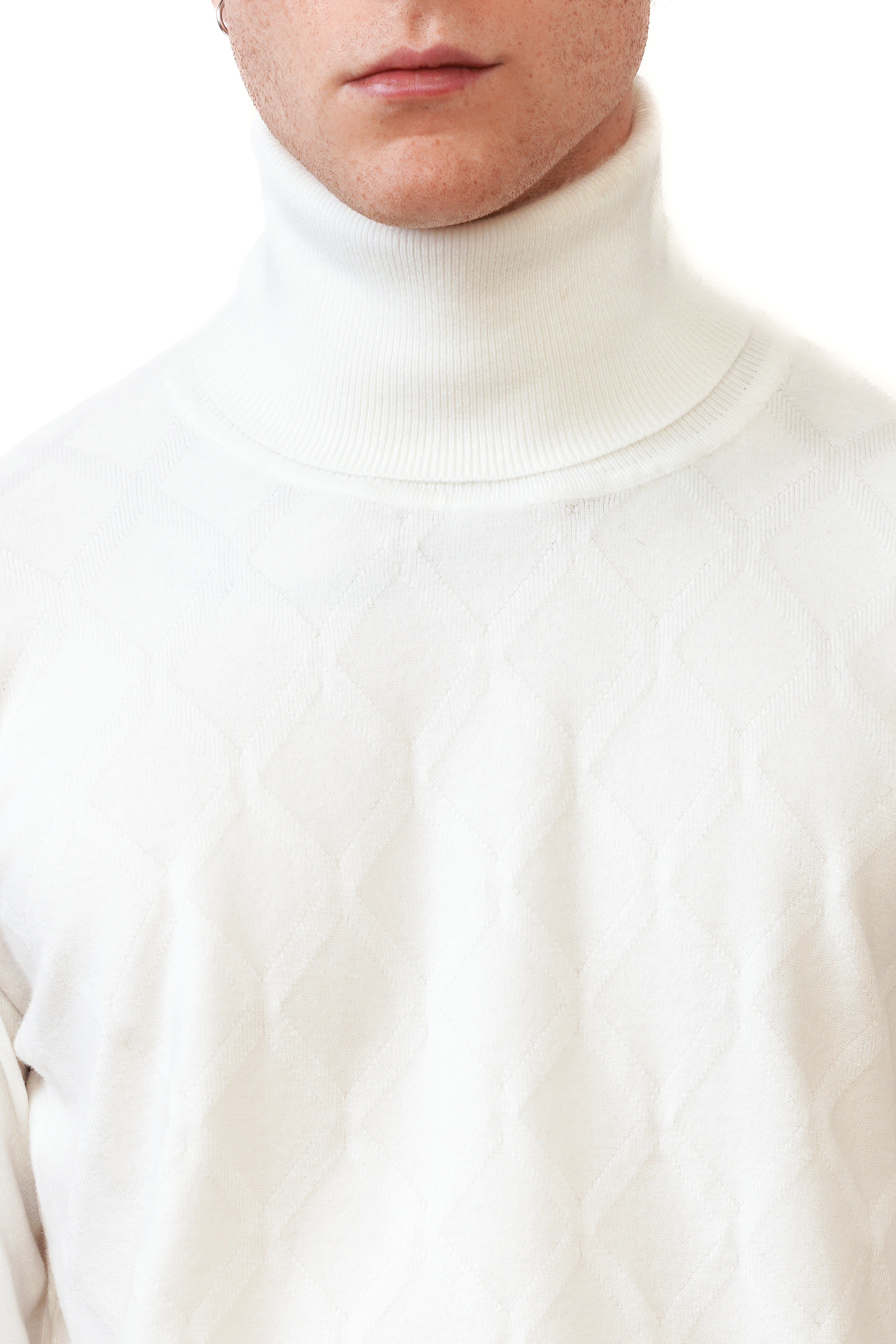 Jersey de cuello alto Valenci a cuadros blanco