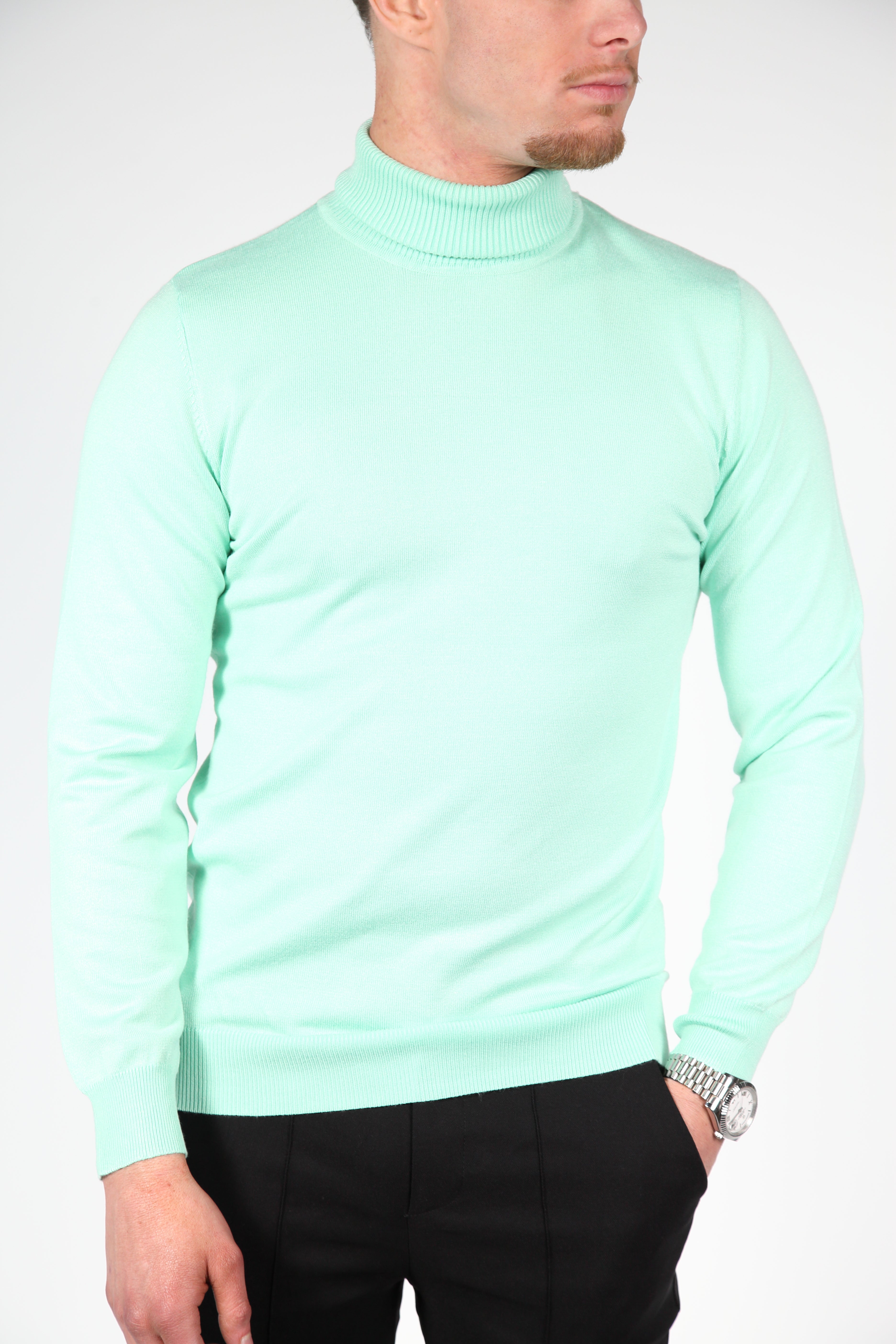 Green water turtleneck men