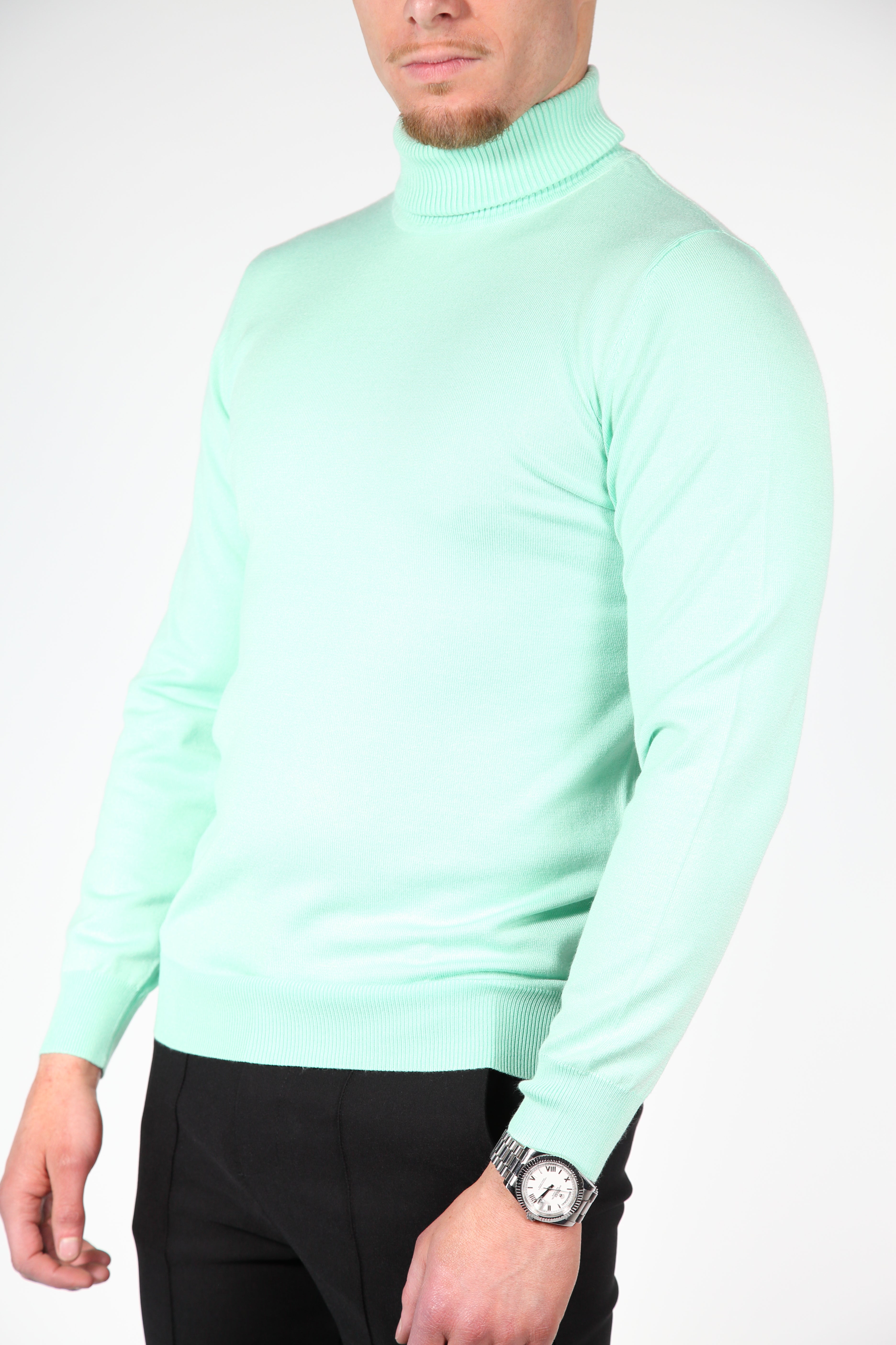 Green water turtleneck men