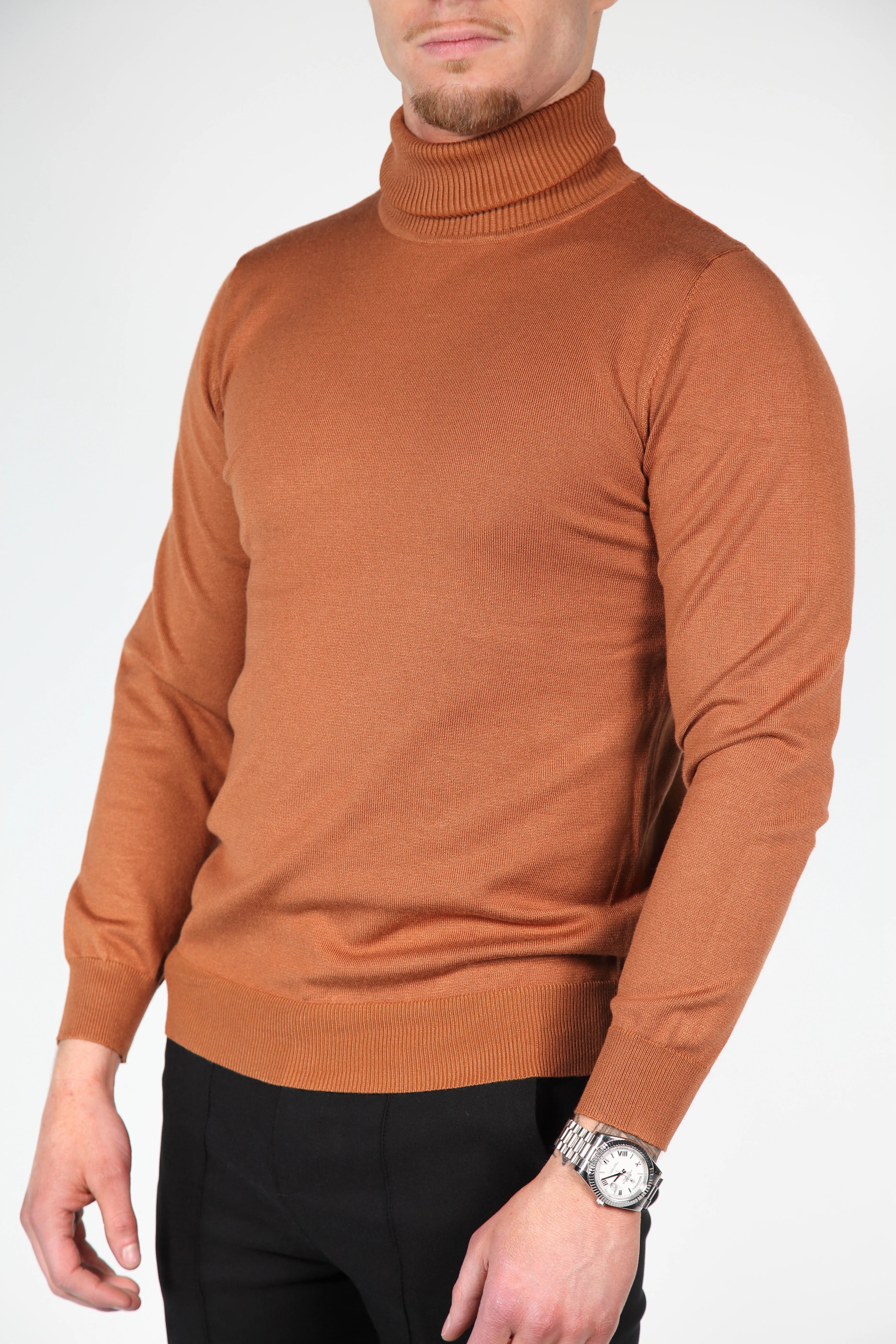 Brown turtleneck men