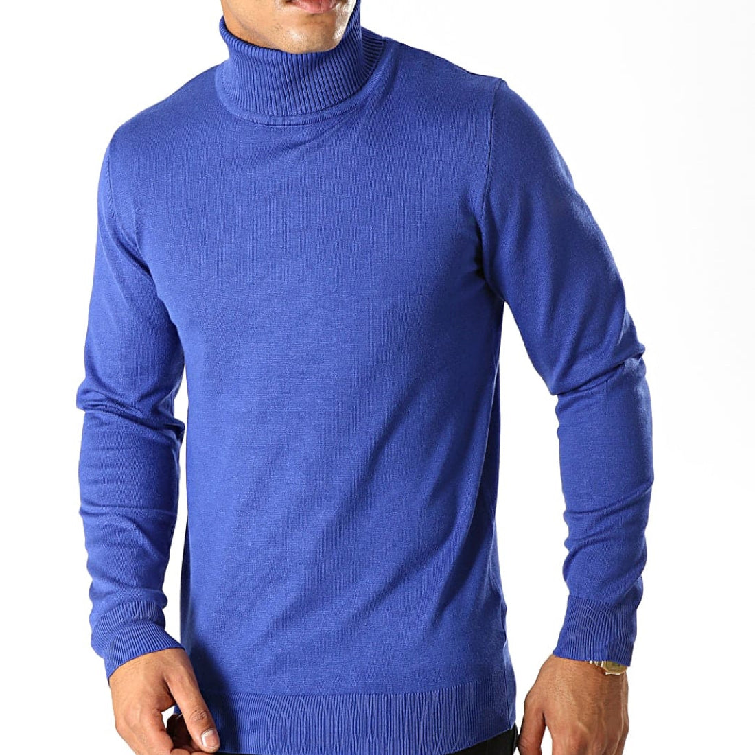 Blue turtleneck men
