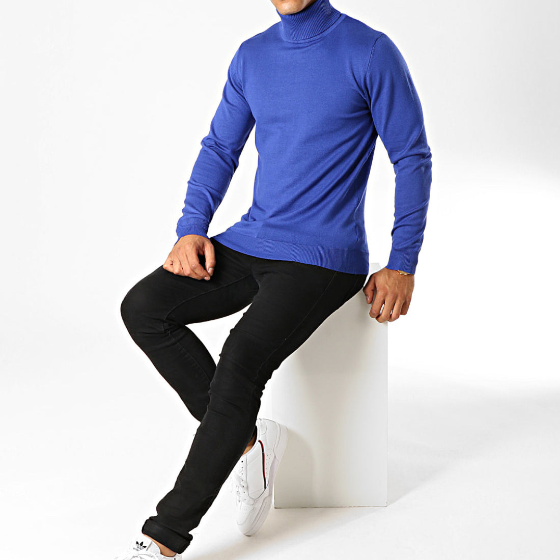Blue turtleneck men
