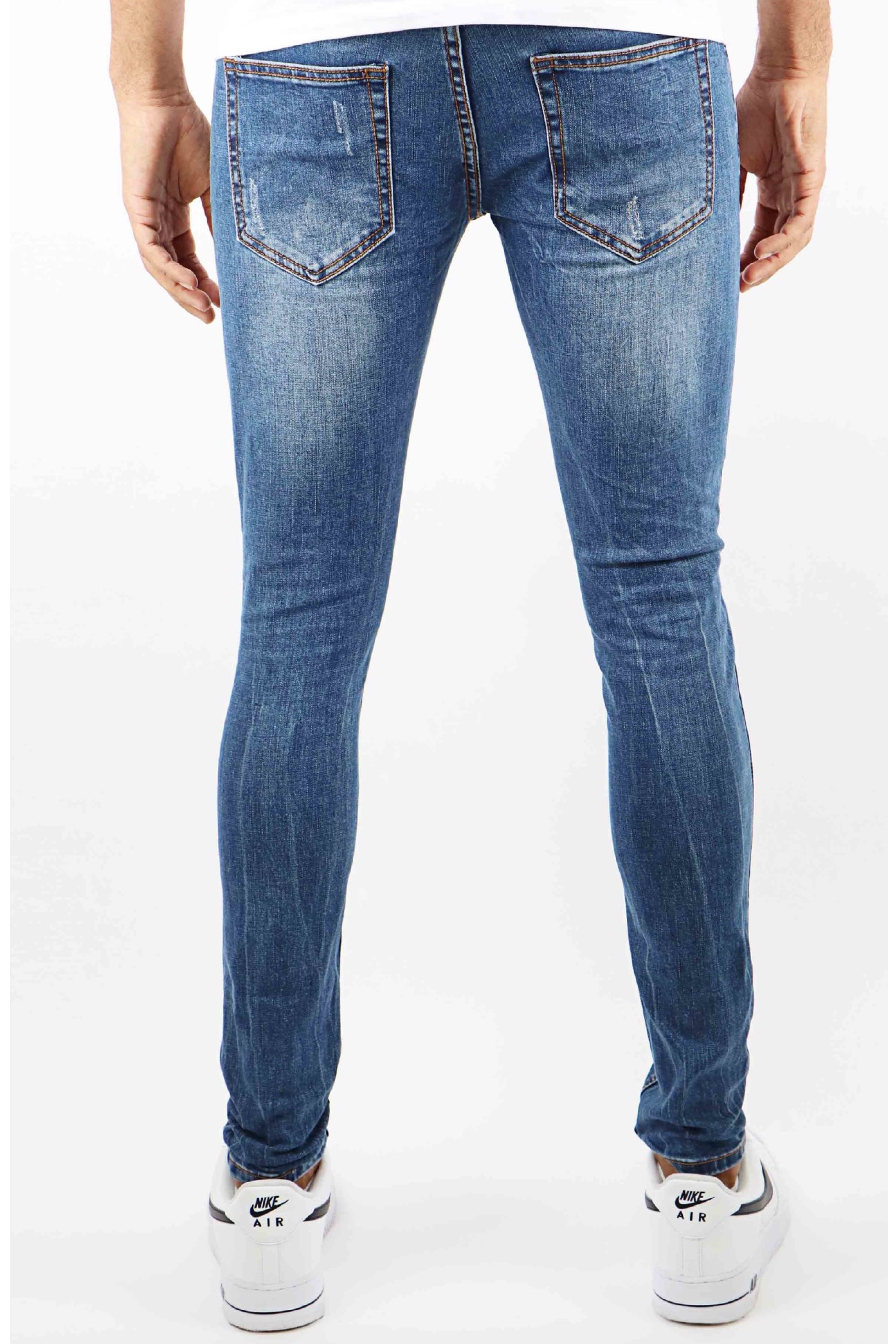 Heren Skinny Jeans Ripped Blue