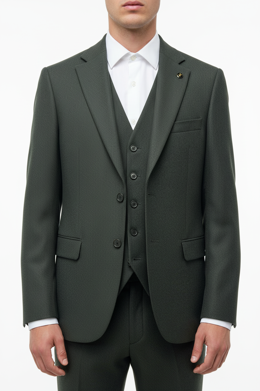 Marcello Driedelig Pak olijfgroen