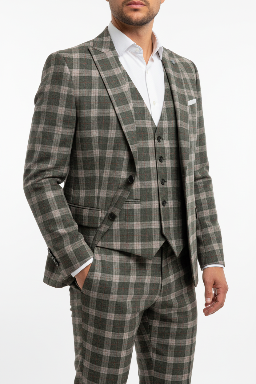 The Florence Driedelig Ruit Pak Groen