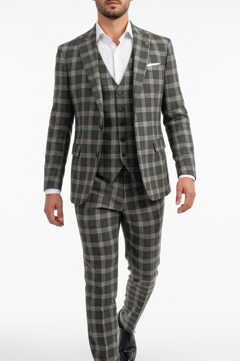 The Florence Driedelig Ruit Pak Groen