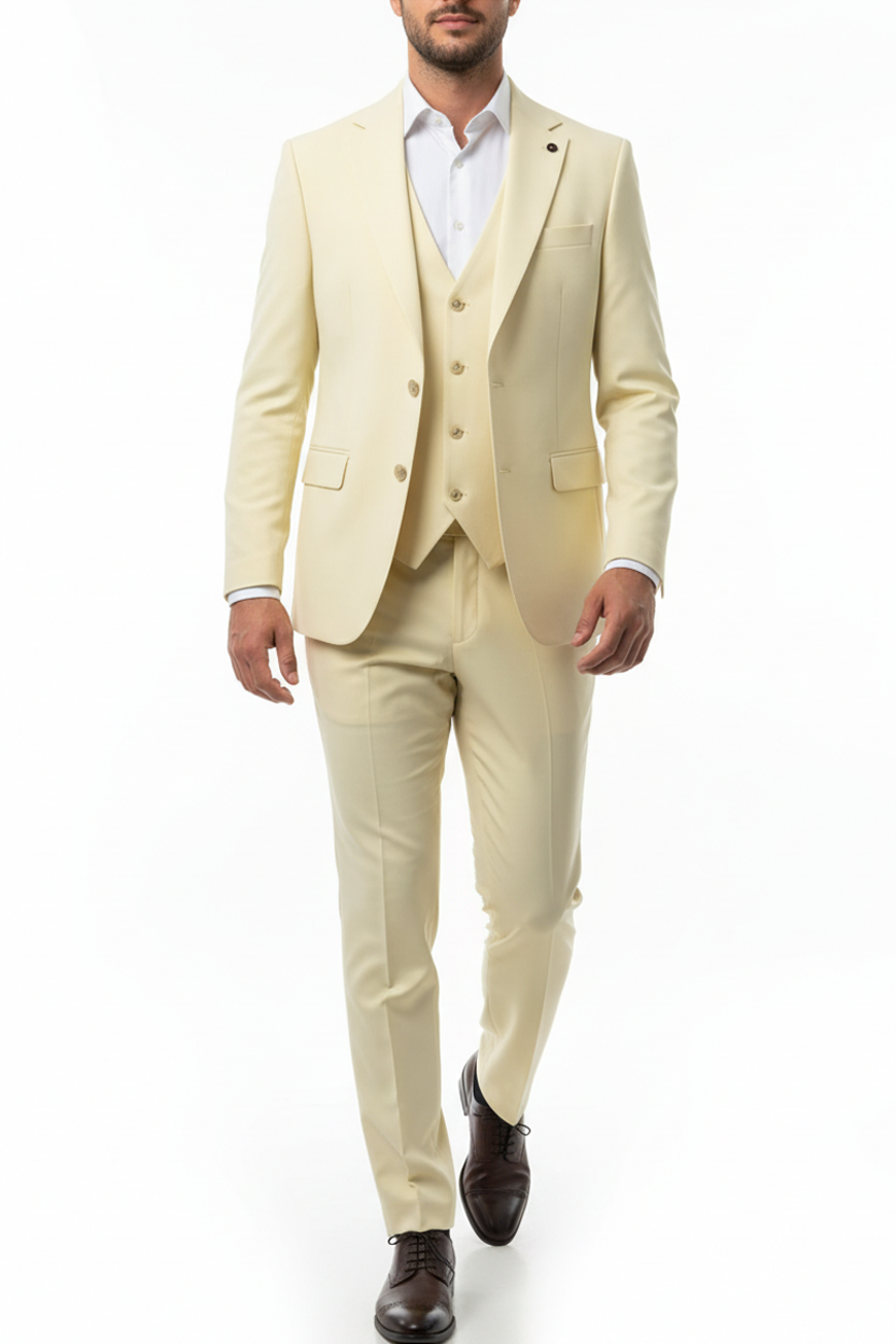 Alberto Dreiteiliger Anzug Creme