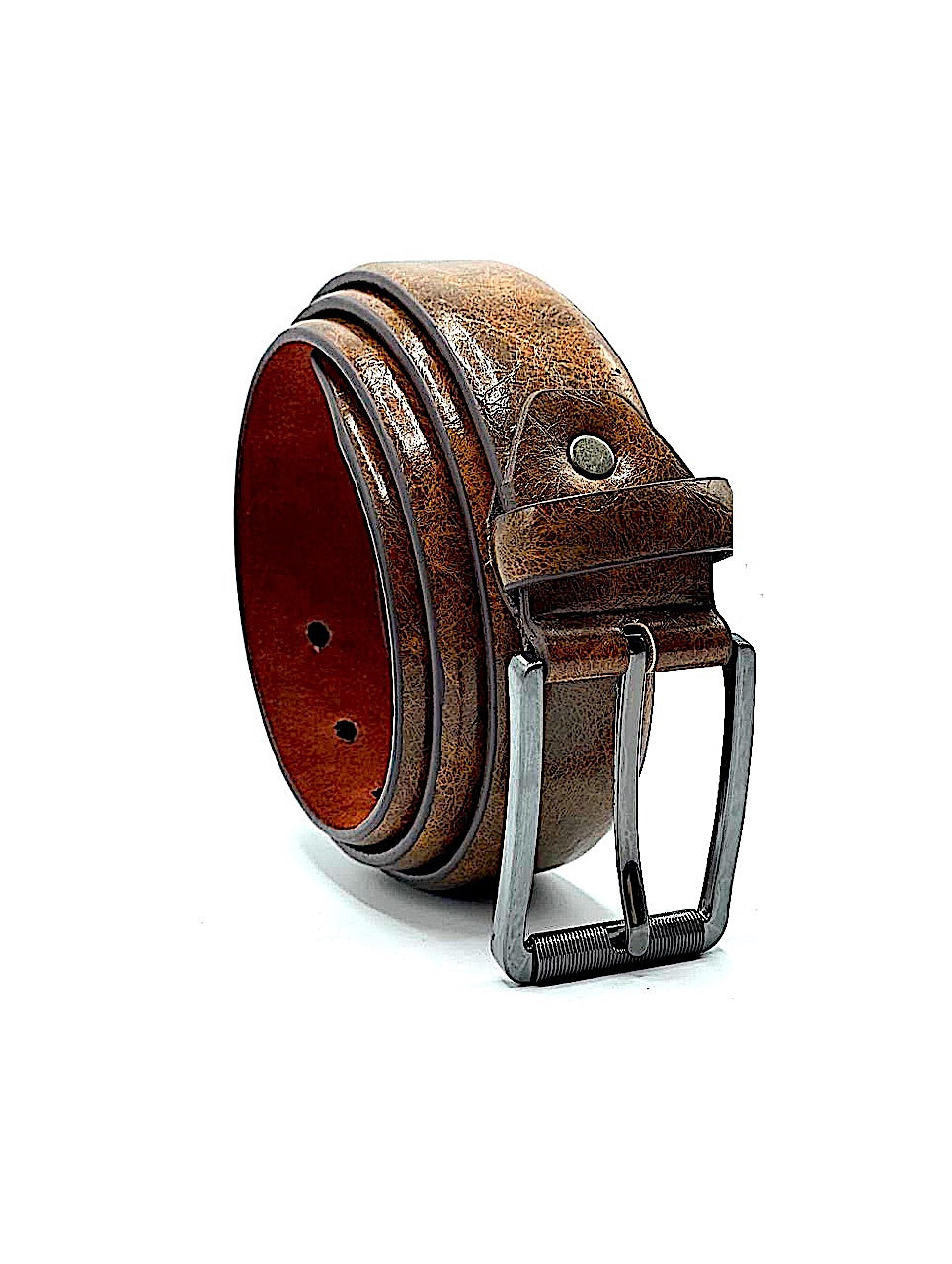 Leather belt Croco Gray