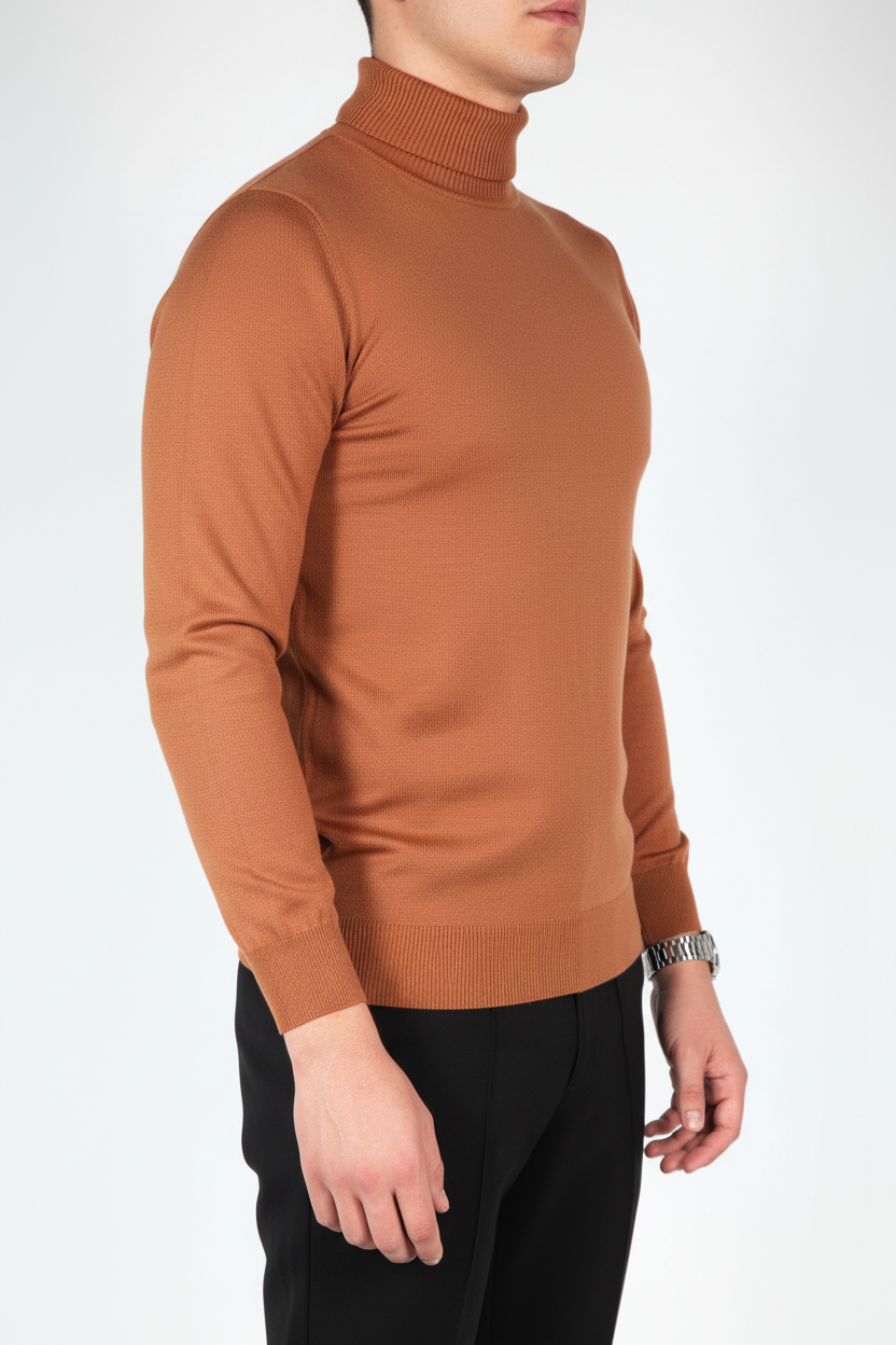 Hombres de cuello de tortuga marrón