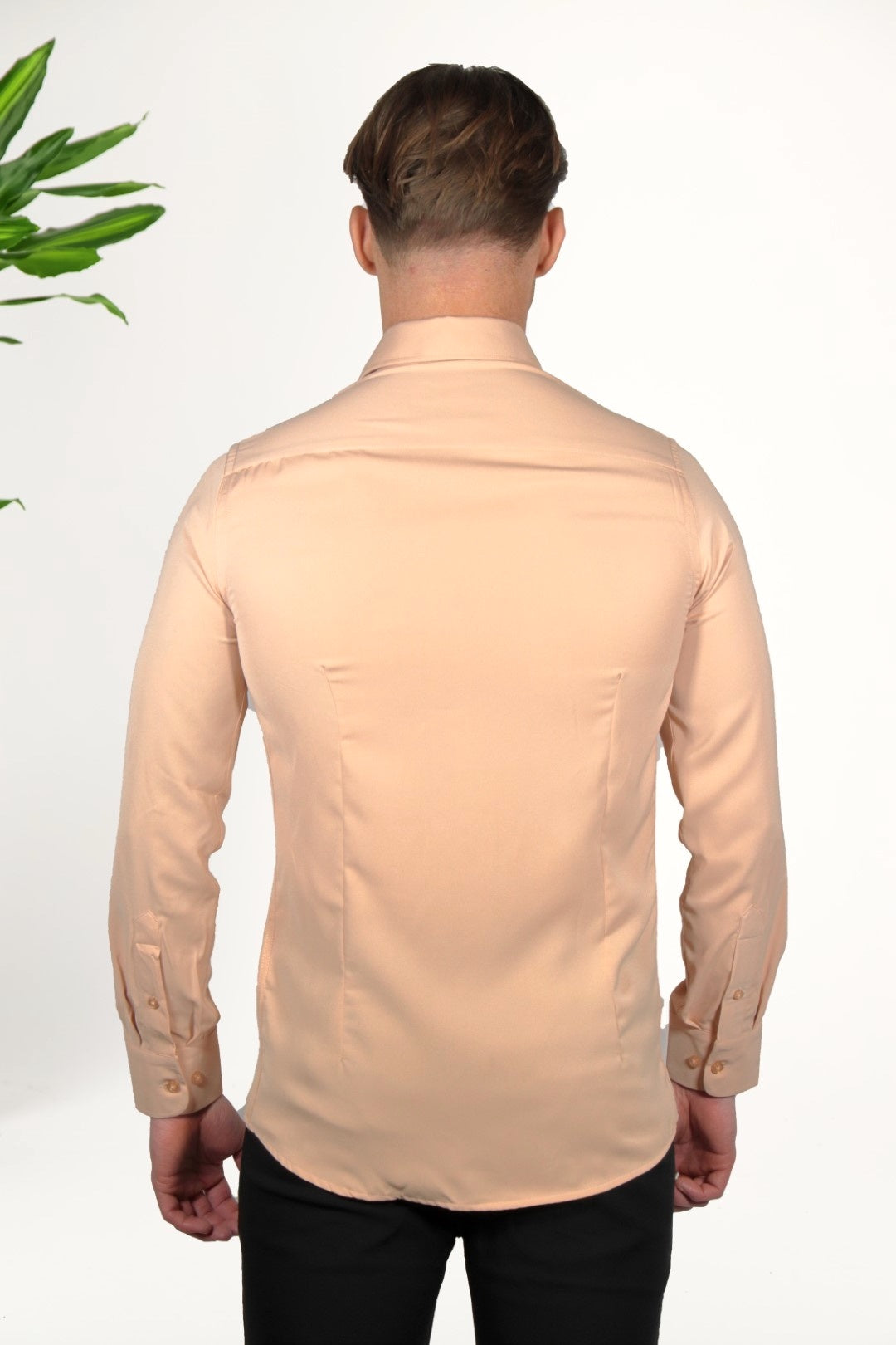 Stretch Overhemd Zalm