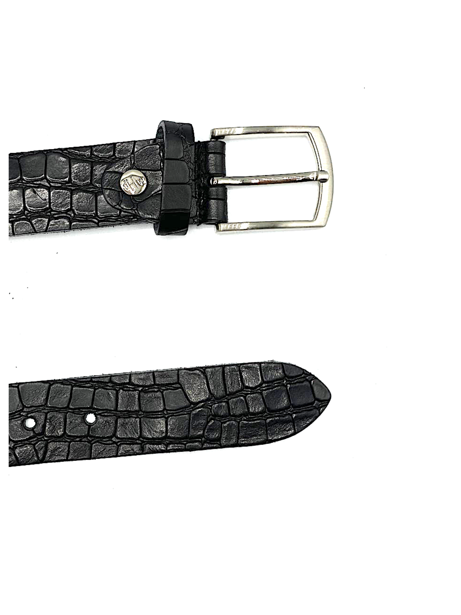 Leather belt Croco Gray