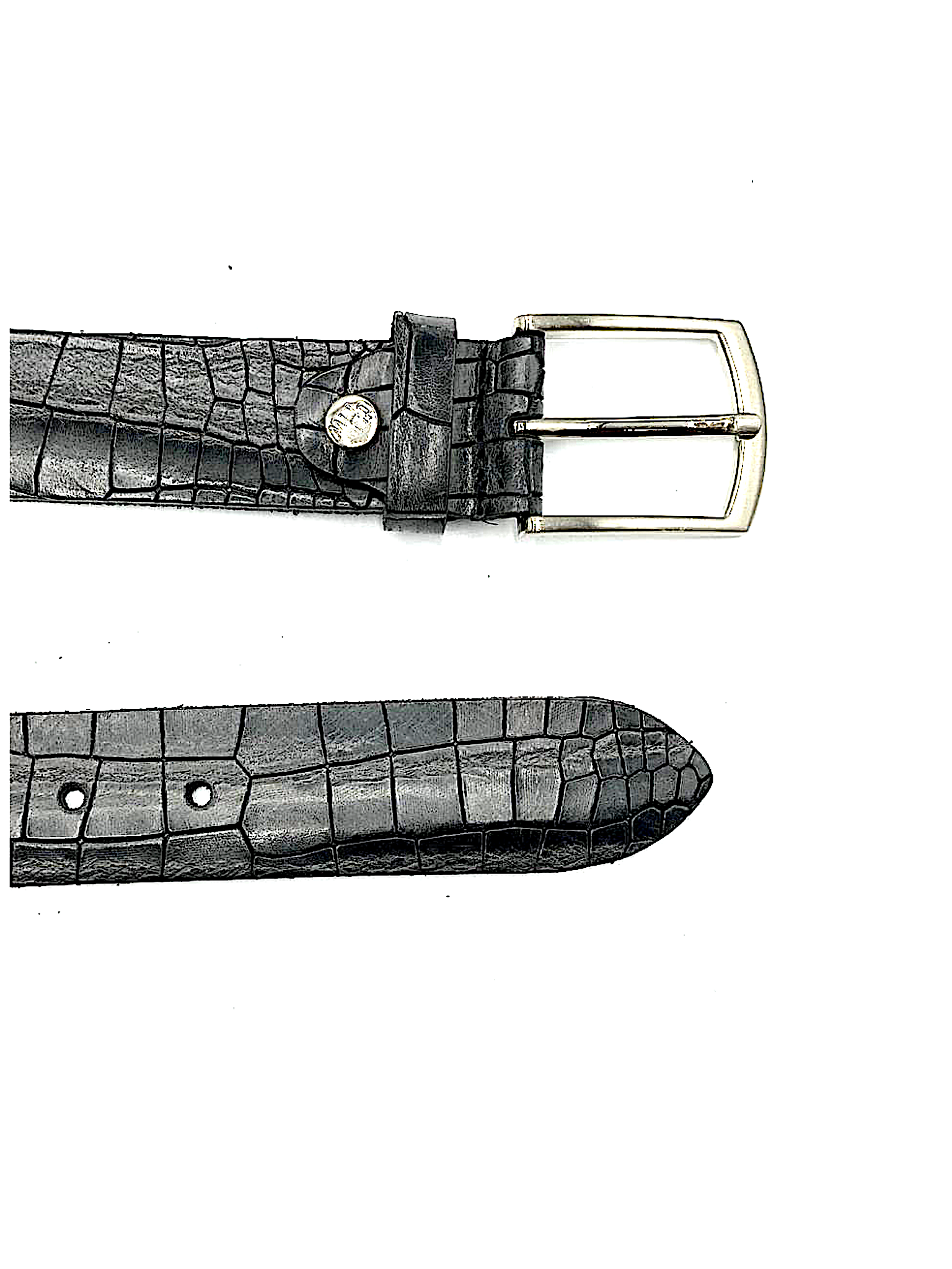 Leather belt Croco Gray