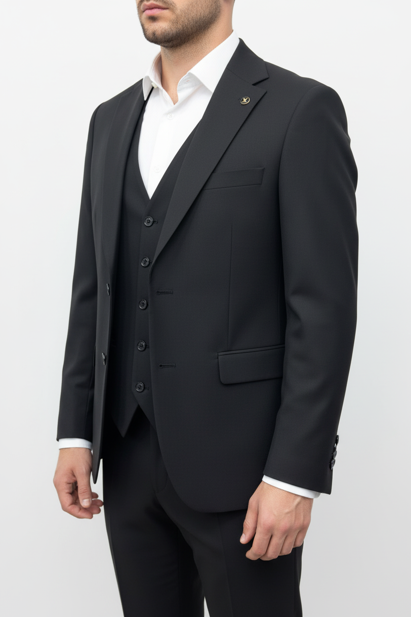 Lorenzo Driedelig Pak Zwart