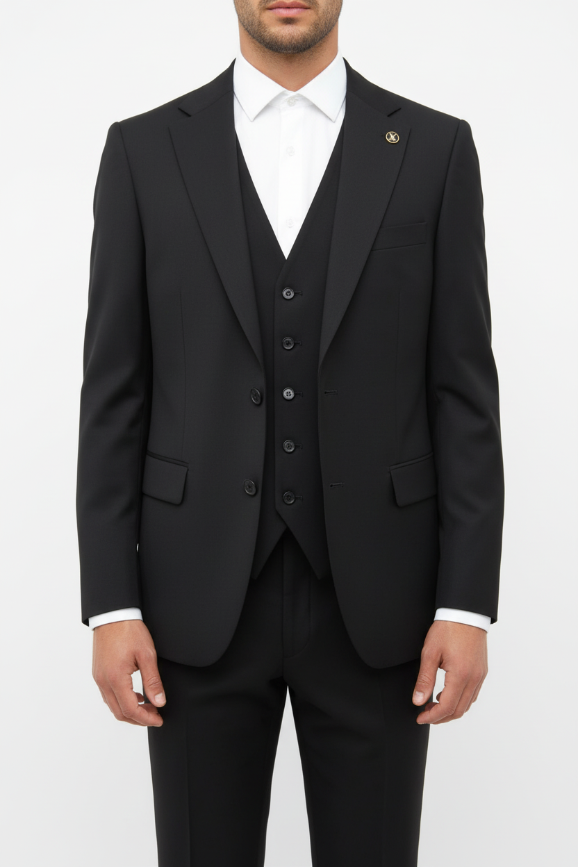 Lorenzo Driedelig Pak Zwart