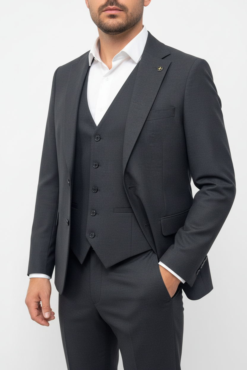 Lorenzo Driedelig Pak Antraciet