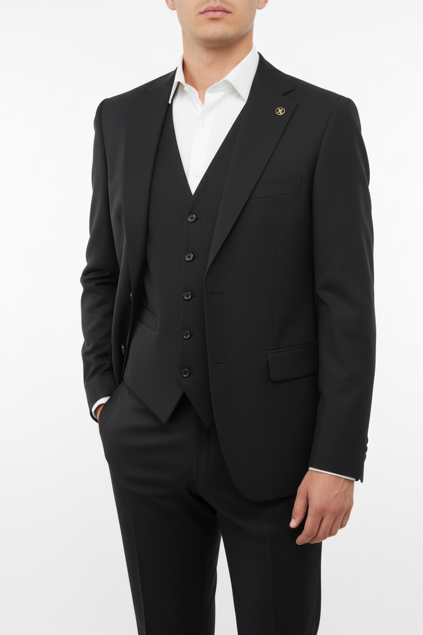 Lorenzo Driedelig Pak Zwart