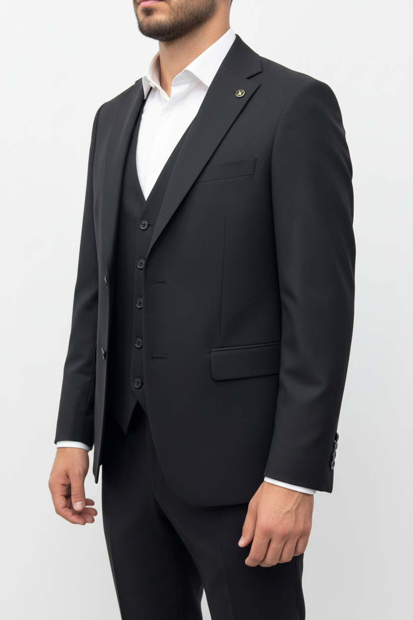 Lorenzo Driedelig Pak Zwart