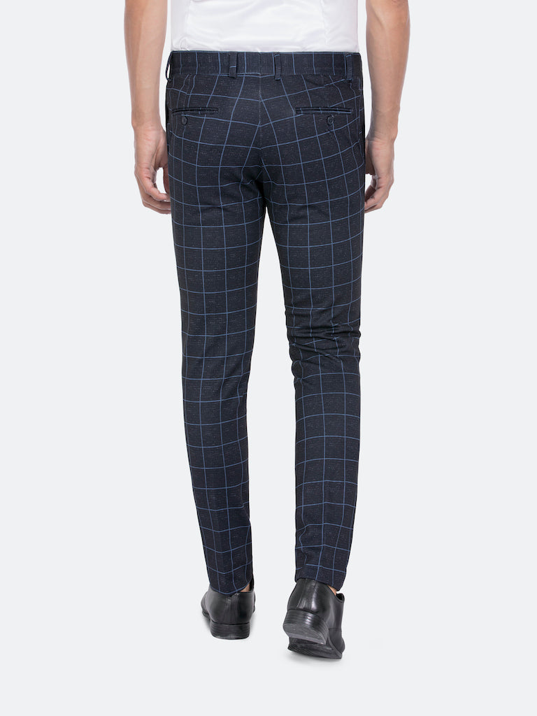 Geruite Chino Heren Navy (Premium)