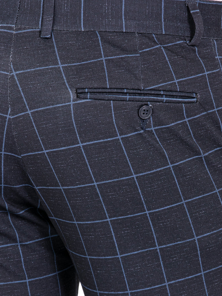 Geruite Chino Heren Navy (Premium)