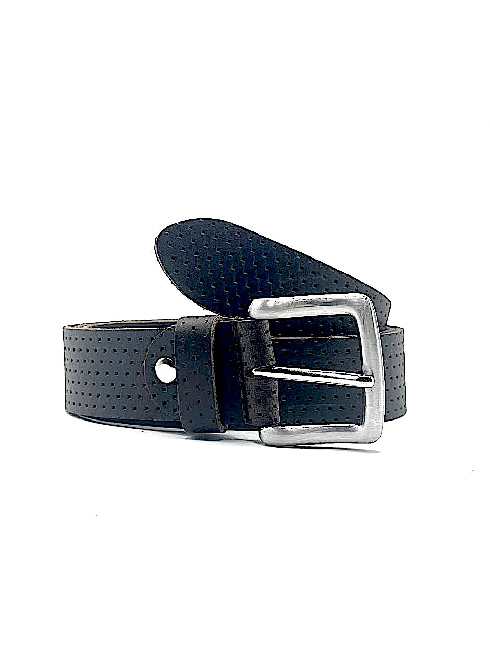 Leather belt Croco Gray