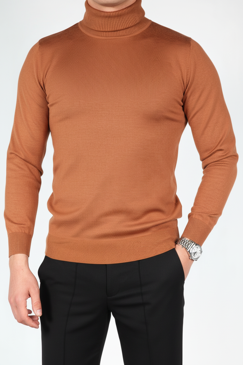 Hombres de cuello de tortuga marrón