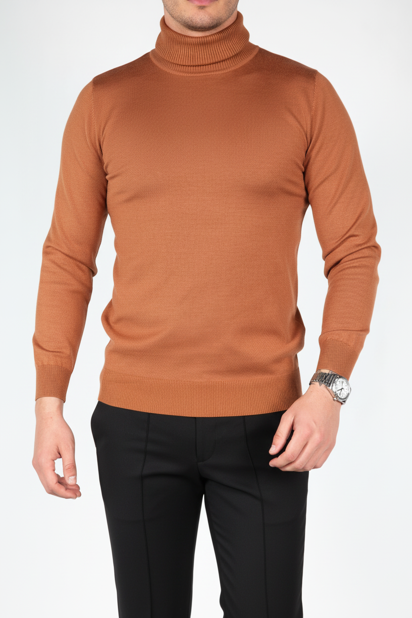 Hombres de cuello de tortuga marrón