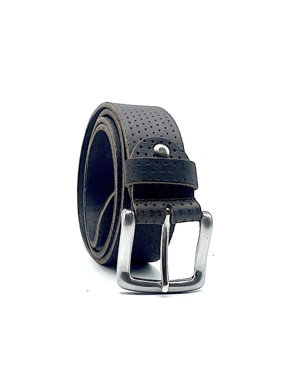 Leather belt Croco Gray
