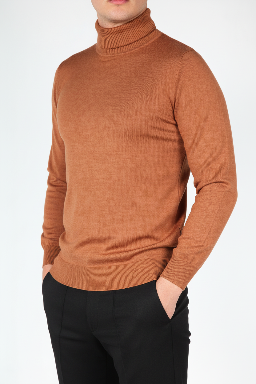 Hombres de cuello de tortuga marrón