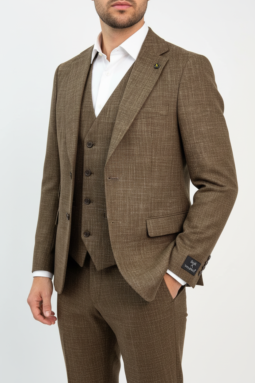 Raffaele Driedelig Pak Taupe