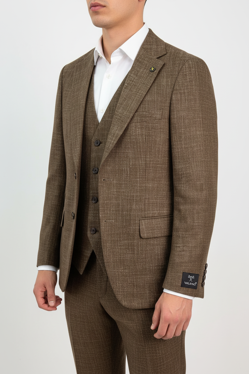 Raffaele Driedelig Pak Taupe