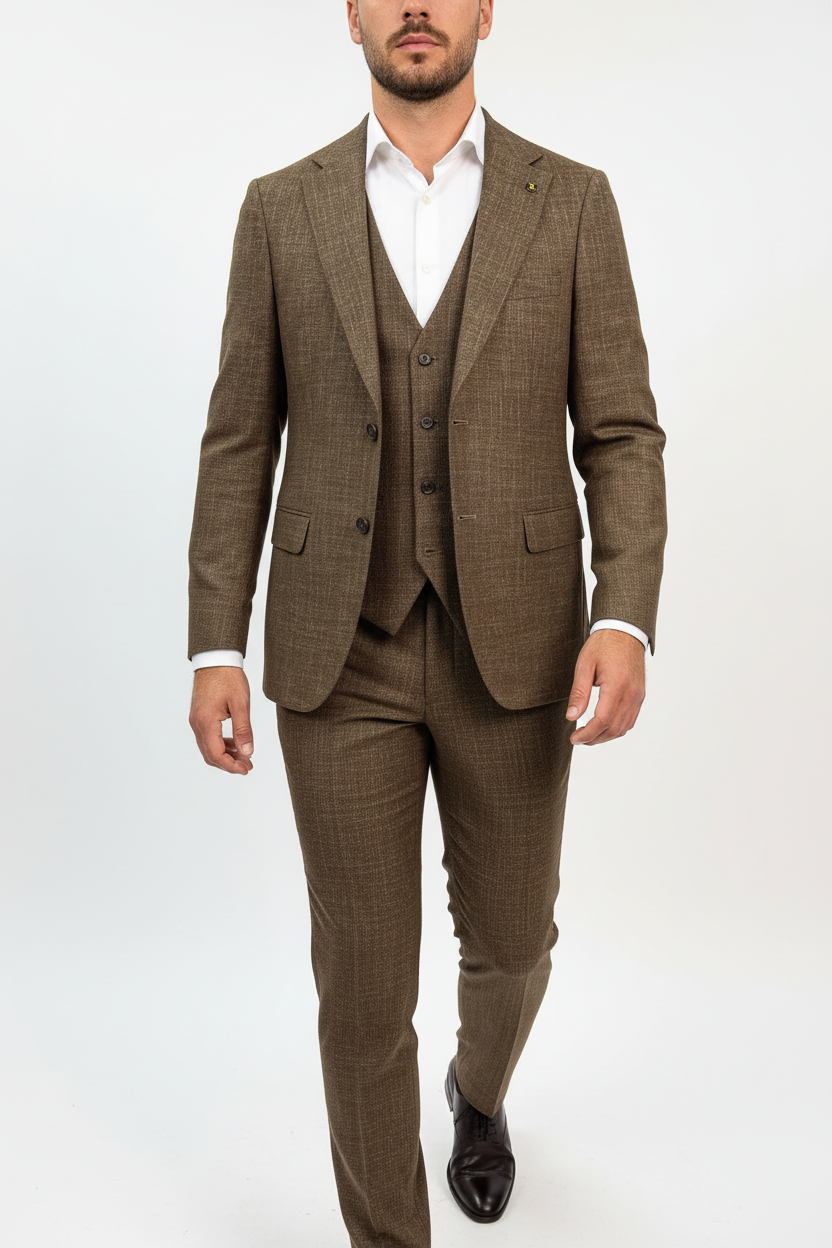 Raffaele Driedelig Pak Taupe