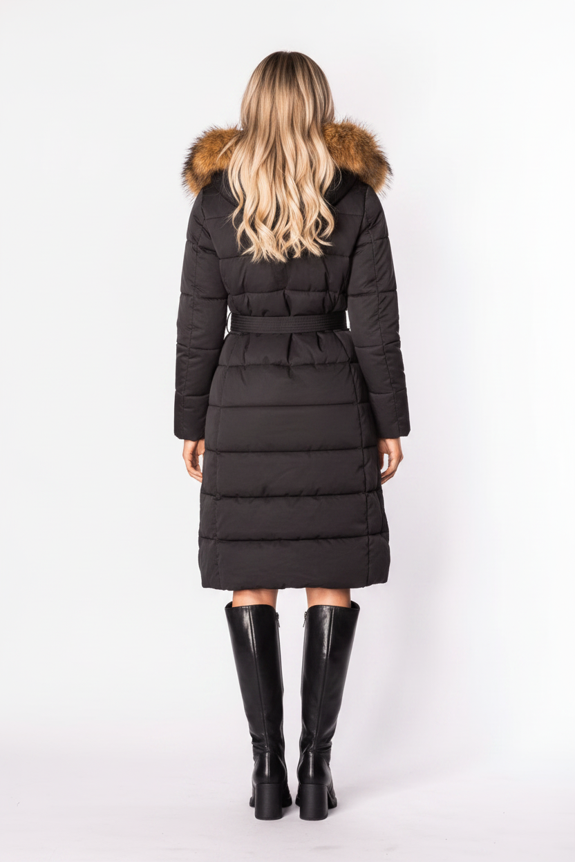 Alessia Winterjas Dames | Bont Capuchon | Zwart