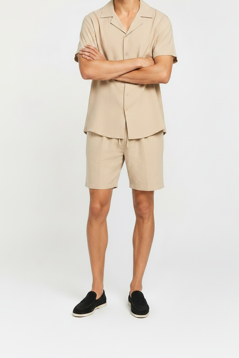Valenci Linnen Set Short Beige