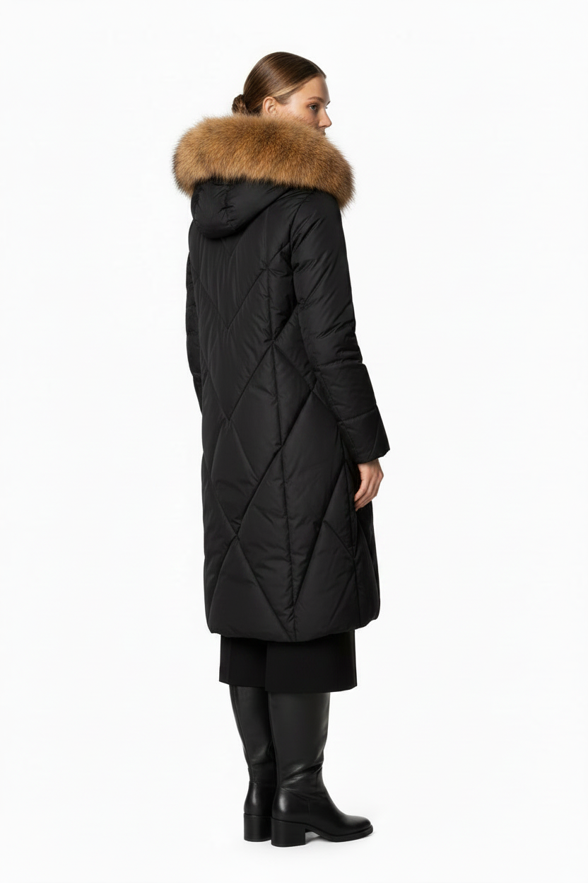 Bianca Winterjas Dames | Bont Capuchon | Zwart