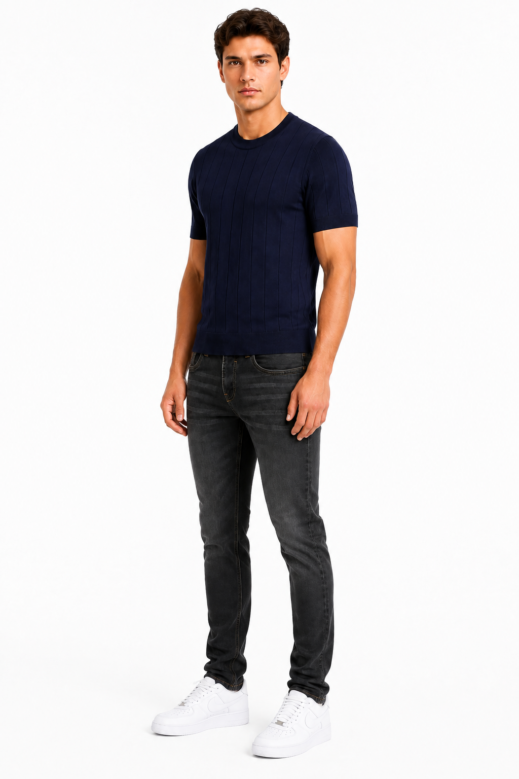 Capri set Jeans & Tshirt | Navy & Antraciet