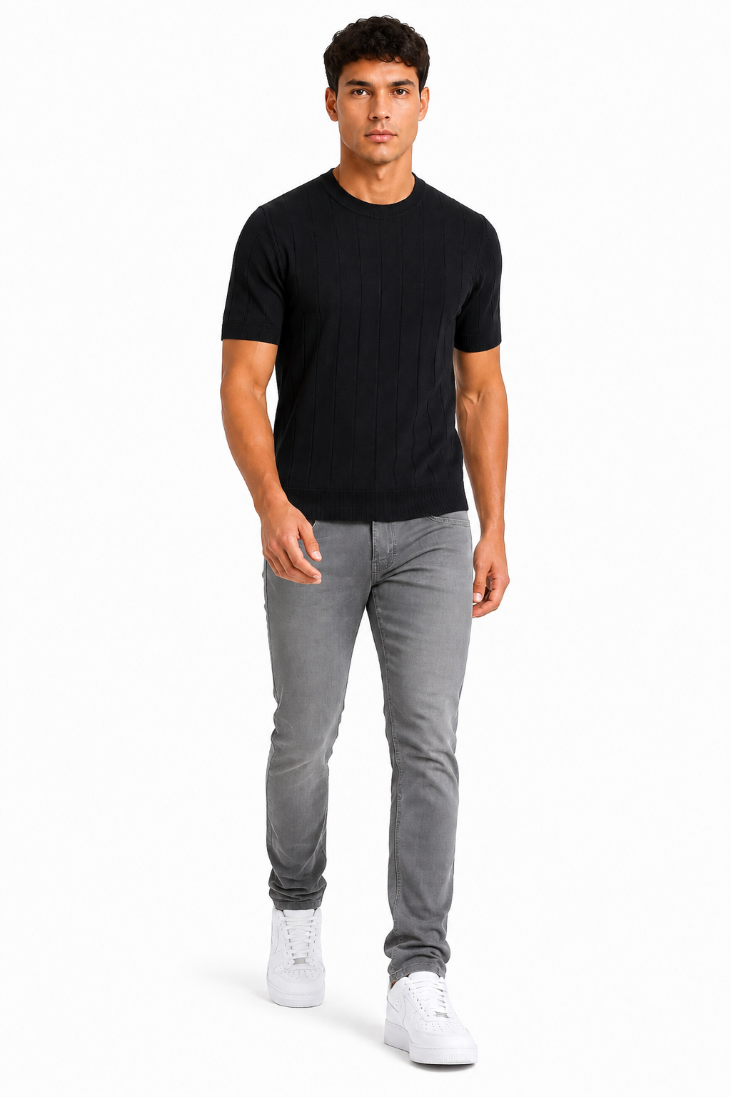 Capri set Jeans & Tshirt | Zwart & Grijs