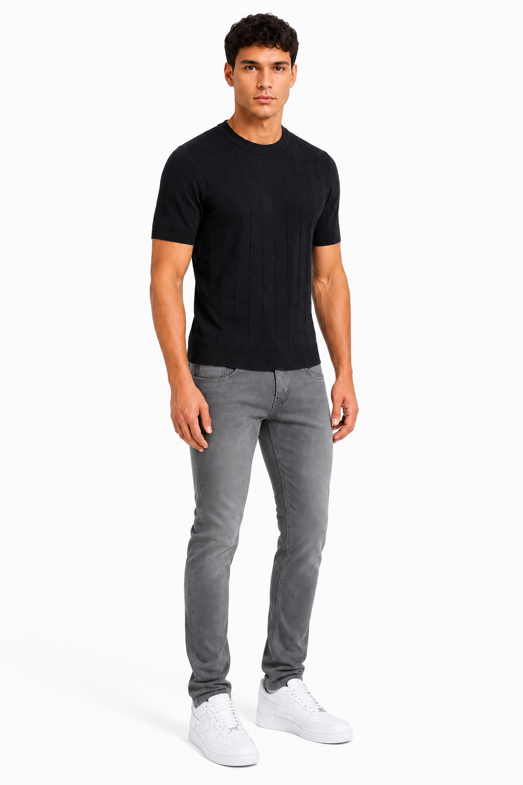 Capri set Jeans & Tshirt | Zwart & Grijs