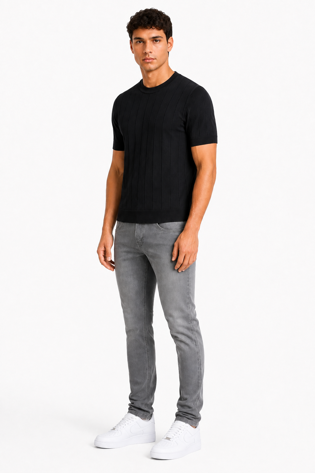 Capri set Jeans & Tshirt | Zwart & Grijs