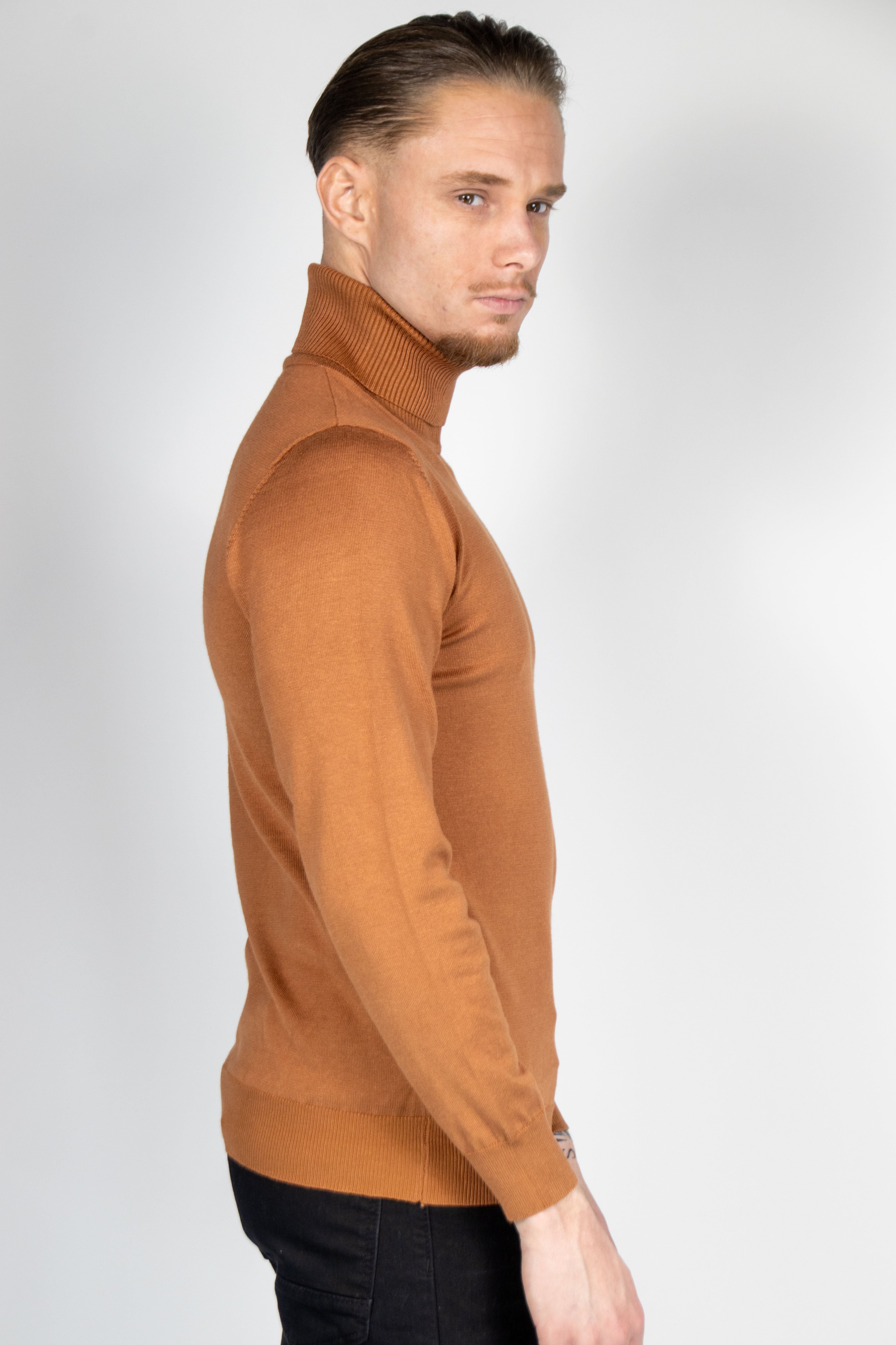 Hommes à col roulé bruns