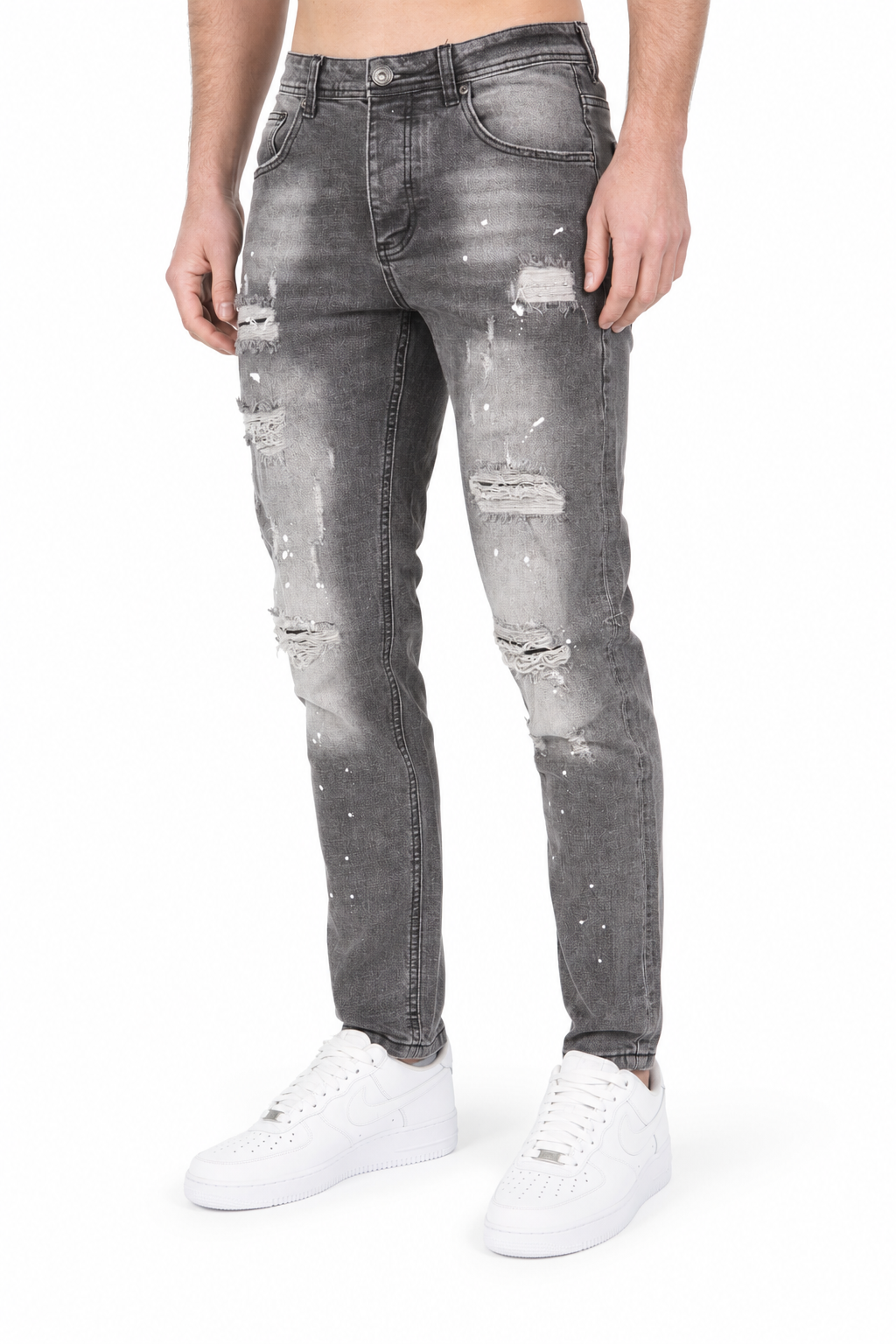 Jeans in denim schizzato Antracite
