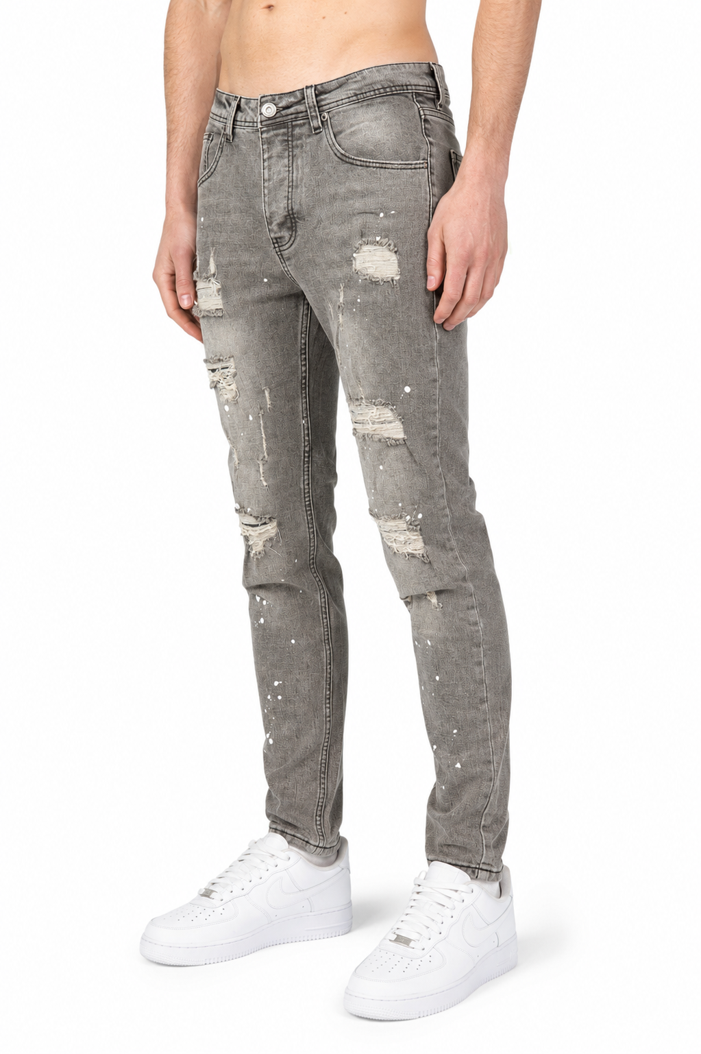 Jeans in denim schizzato Grigio