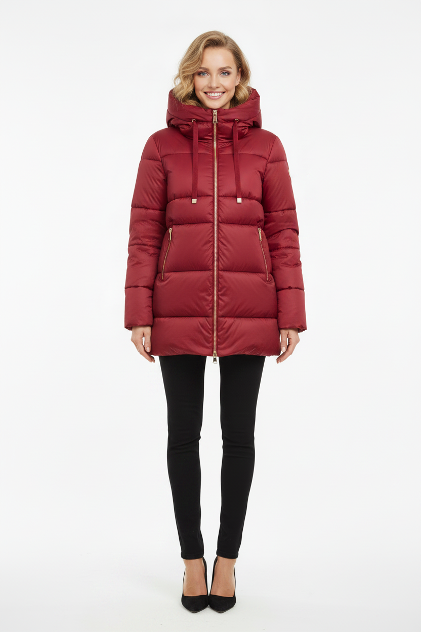 Lucia Winterjas Dames | Glanzende Puffer | Rood