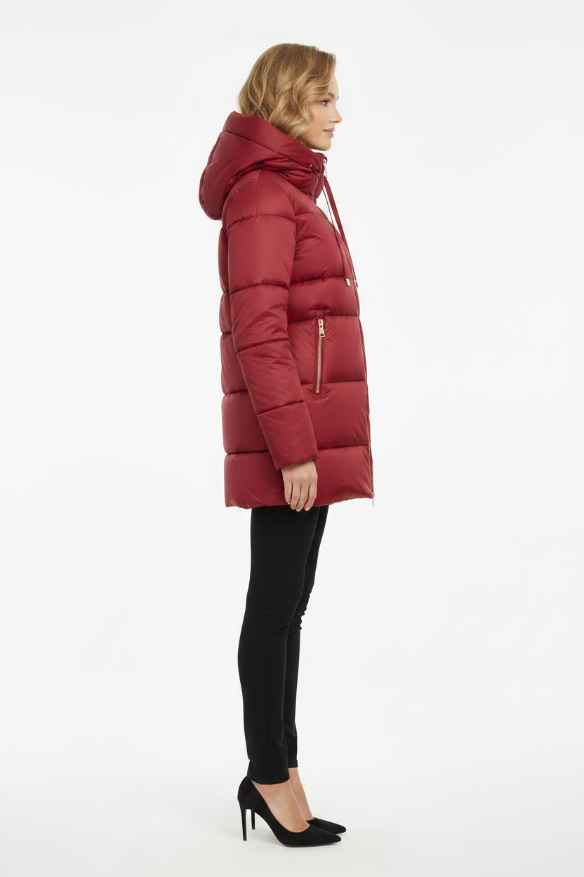 Lucia Winterjas Dames | Glanzende Puffer | Rood