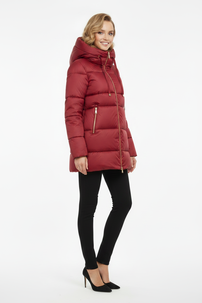 Lucia Winterjas Dames | Glanzende Puffer | Rood