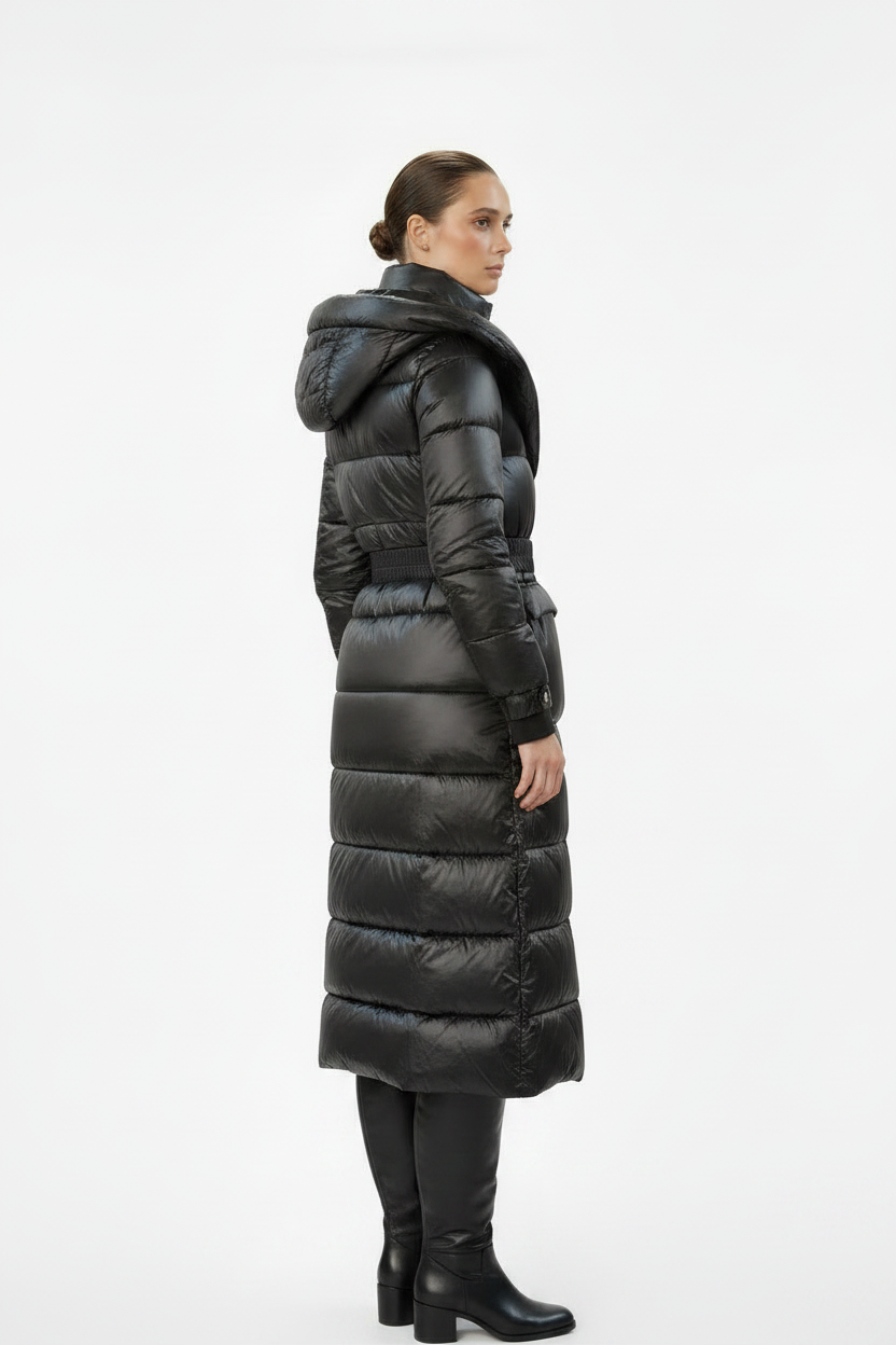 Milena Winterjas Dames | Glanzend Zwart