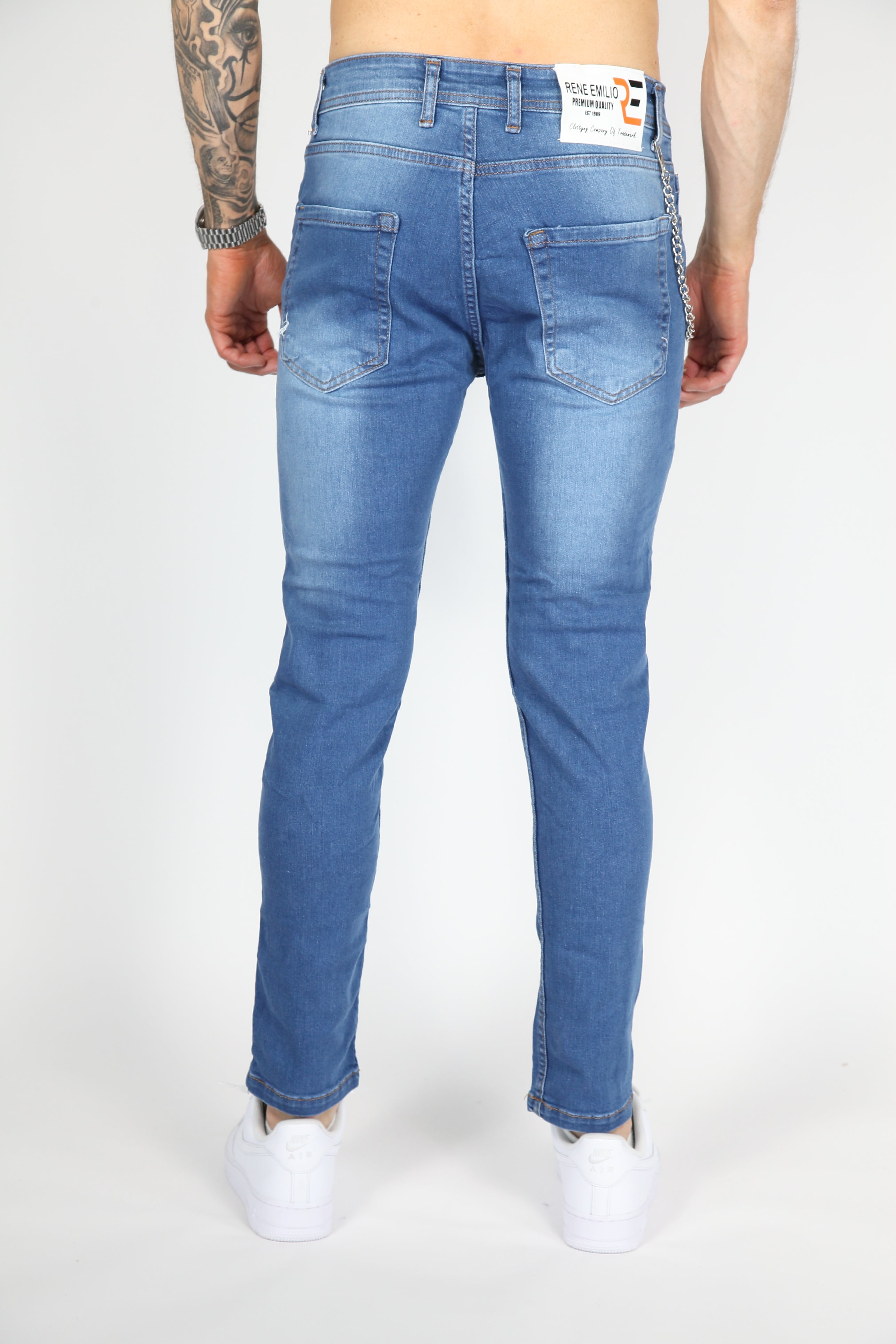 Die bemalten Rebell -Skinny -Jeans blau