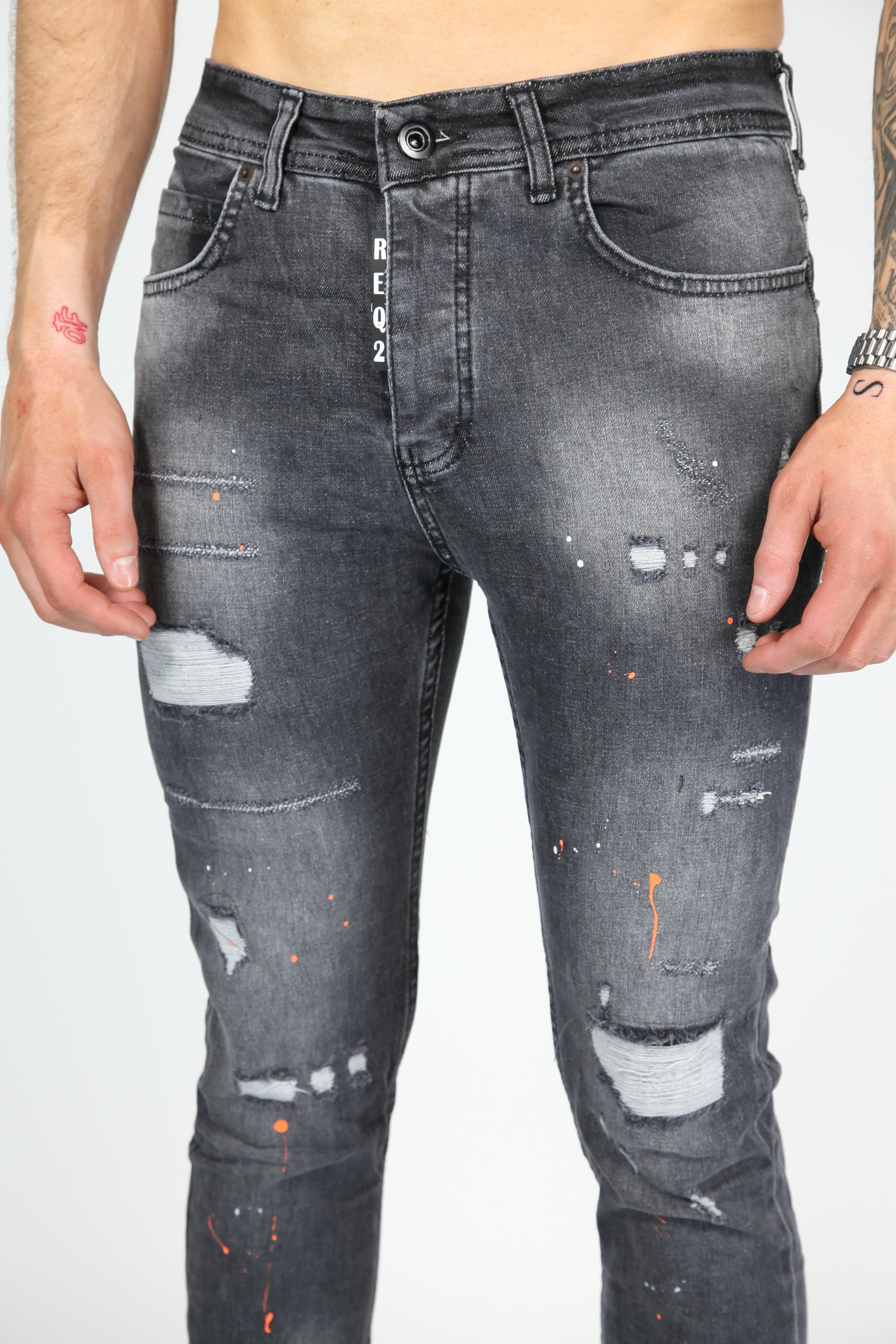 The Painted Rebel Skinny Jeans Grijs
