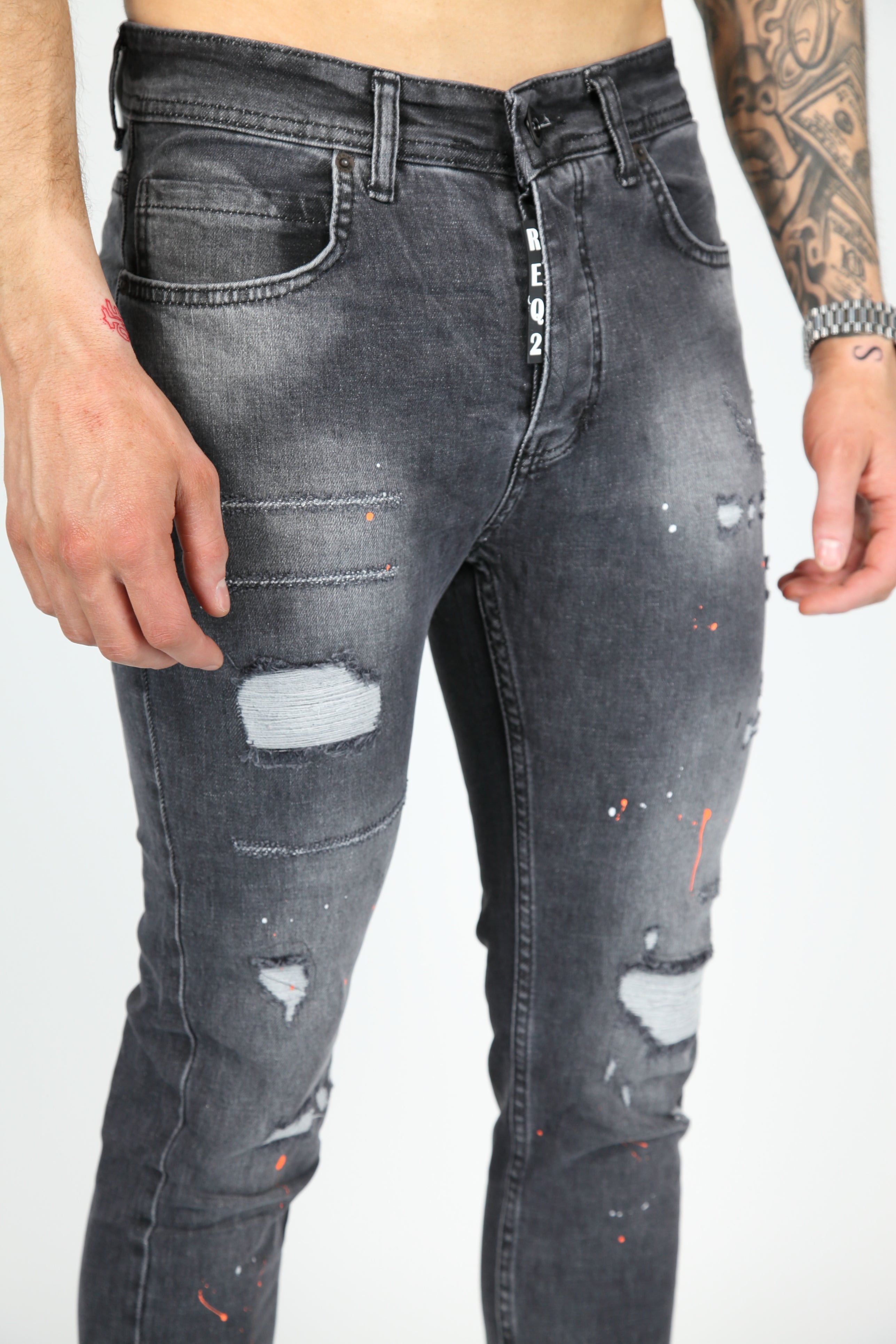 The Painted Rebel Skinny Jeans Grijs
