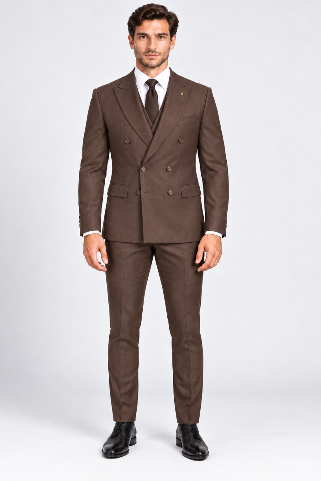 Romano Double Breasted Suit Bruin