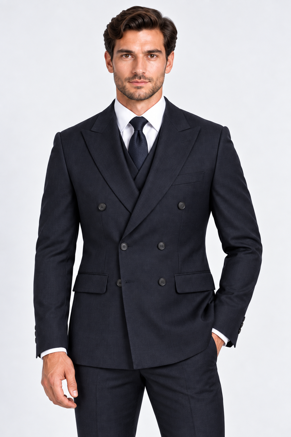 Romano Double Breasted Suit Navy